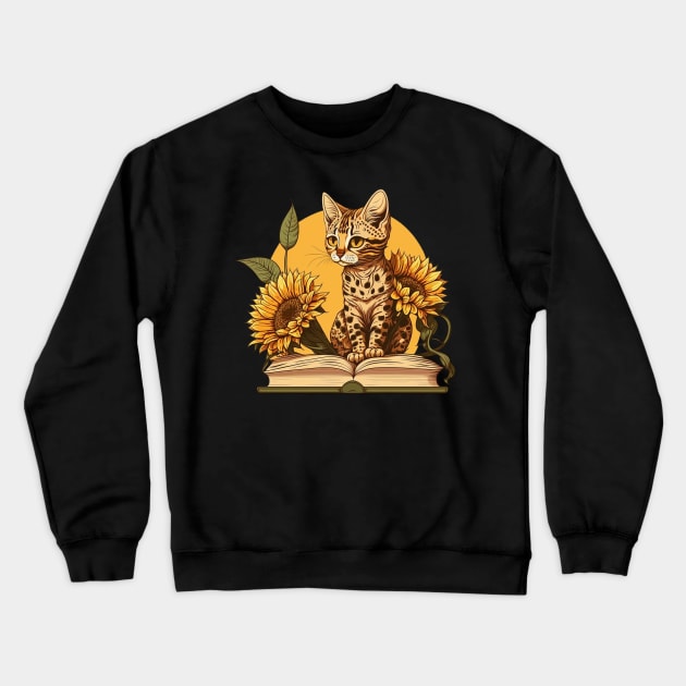 Bengal Cat Reader Crewneck Sweatshirt by UnrealArtDude